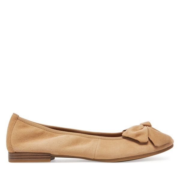 Baleriny Tamaris. Brązowe balerinki damskie Tamaris, bez wzorów, bez obcasa, bez zapięcia. Za 299.99 zł.