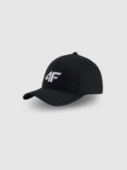 Czapka z daszkiem strapback damska 4F 4FWSS26ACABF549. Czarne czapki damskie 4F, na lato, bez wzorów, z bawełny, sportowe. Za 45.99 zł.