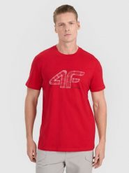 4F T-shirt regular z nadrukiem męski - czerwony XXL. Czerwone koszulki sportowe męskie 4F, m, bez wzorów, z bawełny, bez ramiączek. Za 59.99 zł.