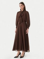 Marella Sukienka koktajlowa Giovane 2613221093 Brązowy Regular Fit. Brązowe sukienki damskie Marella, bez wzorów, z syntetyku, wizytowe, bez kołnierzyka, bez ramiączek. Za 1,349.00 zł.