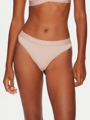 Tommy Hilfiger Stringi UW0UW05510 Beżowy. Brązowe majtki damskie Tommy Hilfiger, z syntetyku. Za 69.99 zł.