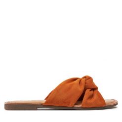 Klapki Gioseppo. Brązowe klapki damskie Gioseppo, bez wzorów, bez obcasa, bez zapięcia. Za 229.99 zł.