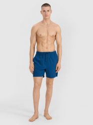4F Spodenki plażowe męskie - turkusowe L. Niebieskie szorty męskie 4F, bez wzorów, z materiału, wakacyjne. Za 79.99 zł.