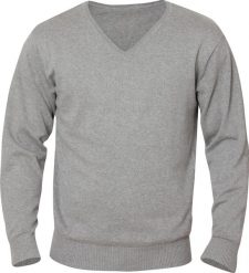 Clique Sweter Aston z dekoltem V 100% bawełna szary melanż – grey melange. Szare swetry męskie CLIQUE, m, bez wzorów, z bawełny, bez kołnierzyka, bez ramiączek. Za 240.07 zł.