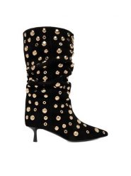 Eva Minge Botki EO-TESS-2117-05 Czarny. Czarne botki damskie Eva Minge, bez wzorów, ze skóry, bez obcasa, na szpilce, bez zapięcia. Za 429.99 zł.