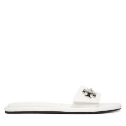 Klapki Tory Burch. Białe klapki damskie Tory Burch, bez wzorów, bez obcasa, bez zapięcia. Za 1,279.00 zł.