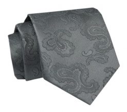 Krawat - ALTIES - Stalowy, Deseń w Kwiaty. Szare krawaty i muchy Alties, bez wzorów, z tkaniny, eleganckie. Za 49.00 zł.