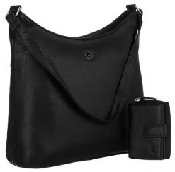 Shopperka skórzana i portfel Peterson PTN 6104-DS czarna. Czarne shopperki damskie Peterson, bez wzorów, ze skóry, bez dodatków. Za 275.99 zł.
