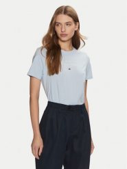 Tommy Hilfiger T-Shirt WW0WW43895 Błękitny Regular Fit. Niebieskie t-shirty damskie Tommy Hilfiger, l, bez wzorów, z bawełny, bez kołnierzyka, bez ramiączek. Za 179.99 zł.
