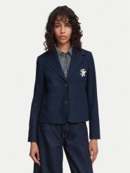 Tommy Hilfiger Marynarka Dressing WW0WW50146 Granatowy Regular Fit. Niebieskie marynarki i żakiety damskie Tommy Hilfiger, bez wzorów, z bawełny, bez kołnierzyka, bez ramiączek. Za 1,099.00 zł.