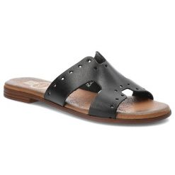 Czarne Klapki Lemar Skórzane Buty Damskie. Czarne klapki damskie Lemar, na lato, bez wzorów, casualowe, bez obcasa, na platformie, bez zapięcia. Za 169.00 zł.