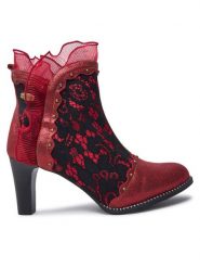 Laura Vita Botki Alcbaneo 160 Czerwony. Czerwone botki damskie Laura Vita, bez wzorów, ze skóry, bez obcasa, na słupku, bez zapięcia. Za 329.99 zł.