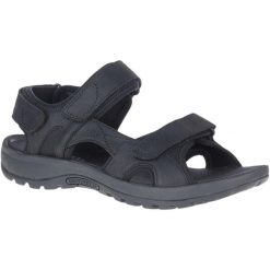Sandały Trekkingowe Męskie Merrell Sandspur 2 Convert. Czarne buty zimowe męskie Merrell, bez wzorów, z nubiku, bez obcasa, bez zapięcia. Za 179.99 zł.