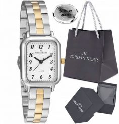 Zegarek Jordan Kerr Zegarek damski SILIA srebrno-złoty z cyframi. Szare zegarki damskie Jordan Kerr, złote. Za 159.00 zł.
