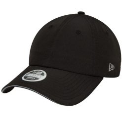 Czapka z daszkiem damska New Era 9FORTY Ponytail Open Back Cap. Czarne czapki damskie New Era, bez wzorów, z materiału, sportowe. Za 139.99 zł.