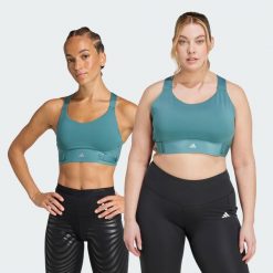 Biustonosz FastImpact Luxe Run High-Support. Niebieskie bielizna sportowa damska Adidas, plus size, bez wzorów, z materiału. Za 349.00 zł.