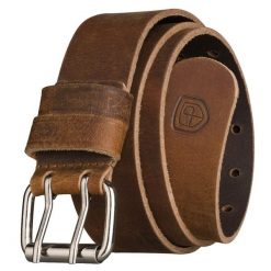 Skórzany, szeroki pasek męski w jasnobrązowym kolorze z klasyczną, podwójną klamrą Peterson PTN LTEO-05-TAN. Brązowe paski męskie Peterson, klasyczne. Za 59.99 zł.