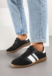 Czarne Sneakersy Tenisówki z Ozdobnymi Paskami Danavin. Czarne trampki i tenisówki damskie Born2be, bez wzorów, z jeansu, bez zapięcia. Za 79.99 zł.