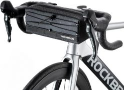 Wodoodporna torba na kierownicę rowerową z paskiem na ramię. Czarne torby na ramię męskie ROCKBROS, z materiału, na ramię, duże. Za 83.20 zł.