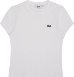 Fila Koszulka damska Fila Trivero biała FAW1205 10001 M. Białe bluzki damskie Fila, m, bez wzorów, bez kołnierzyka, bez ramiączek. Za 113.27 zł.