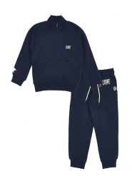 Bluza z pełny zamek błyskawiczny na co dzień. Niebieskie bluzy damskie LEONE 1947 APPAREL, bez wzorów, z dresówki, bez ramiączek, bez kaptura. Za 105.21 zł.