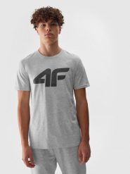 4F T-shirt regular z nadrukiem męski - szary XL. Szare t-shirty męskie 4F, m, bez wzorów, z bawełny, bez kołnierzyka, bez ramiączek. Za 59.99 zł.