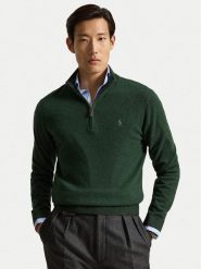 Polo Ralph Lauren Sweter 710876756504 Zielony ciemny Regular Fit. Zielone swetry męskie Polo Ralph Lauren, m, bez wzorów, bez kołnierzyka, bez ramiączek. Za 1,199.00 zł.