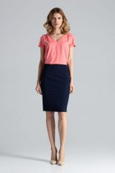 Elegancka Spódnica Tuba przed Kolano - Granatowy. Niebieskie spódnice damskie Figl, xl, bez wzorów, z materiału, eleganckie, ołówkowe. Za 189.00 zł.