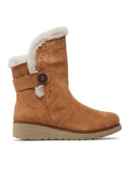 Skechers Botki Cozy Peak 49811/TAN Brązowy. Brązowe botki damskie Skechers, bez wzorów, ze skóry, bez obcasa, na płaskiej podeszwie, bez zapięcia. Za 379.99 zł.