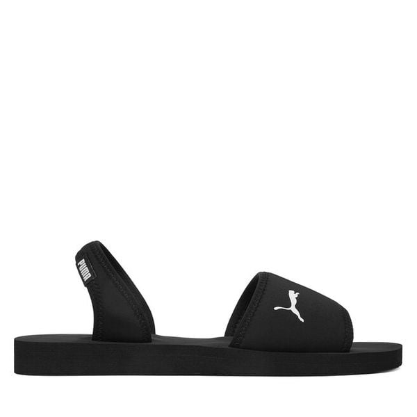 Sandały Puma. Czarne sandały damskie Puma, bez wzorów, bez obcasa, na płaskiej podeszwie, bez zapięcia. Za 129.99 zł.