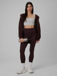 4F Legginsy dzianinowe damskie - brązowe XXL. Brązowe legginsy damskie 4F, bez wzorów, z dzianiny. Za 129.99 zł.