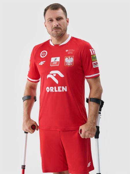 4F Koszulka replika wyjazdowa AMP Futbol męska - czerwona XS. Czerwone koszulki sportowe męskie 4F, m, bez wzorów, z dzianiny, bez ramiączek, na fitness i siłownię. Za 289.99 zł.