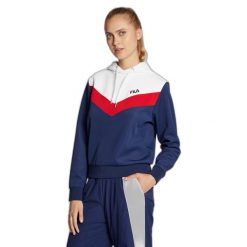 Damska bluza z kapturem crop top Fila Bosa. Czerwone bluzy damskie Fila, m, bez wzorów, z elastanu, bez ramiączek, z kapturem. Za 199.99 zł.