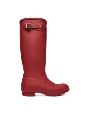 Hunter Kalosze Original Tall W23499 Czerwony. Czerwone kalosze damskie Hunter, bez wzorów, z kauczuku, bez zapięcia. Za 369.99 zł.