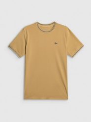 4F T-shirt regular gładki męski - beżowy XL. Brązowe t-shirty męskie 4F, m, bez wzorów, z bawełny, bez kołnierzyka, bez ramiączek. Za 79.99 zł.