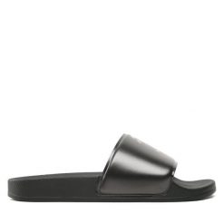 Klapki KARL LAGERFELD. Czarne klapki damskie KARL LAGERFELD, bez wzorów, bez obcasa, bez zapięcia. Za 269.99 zł.