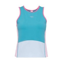 Damski tank top Kari Traa Linnea. Niebieskie topy damskie Kari Traa, bez wzorów, sportowe, bez kołnierzyka, bez ramiączek. Za 270.00 zł.