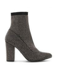 Nine West Botki KAS BYCCC03 Czarny. Czarne botki damskie Nine West, bez wzorów, z materiału, bez obcasa, na słupku, bez zapięcia. Za 299.99 zł.