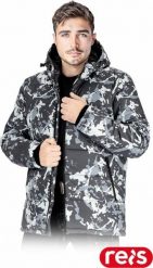 Kurtka męska Reis BISMARCK - Męska kurtka ochronna z kapturem ocieplana pikowana tkanina 100% poliester 300T pongee zapinana na zamek błyskawiczny 4 k. Brązowe kurtki męskie Reis, l, bez wzorów, z poliesteru, z kapturem. Za 131.31 zł.