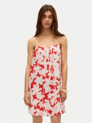 Vero Moda Sukienka letnia Dicthe 10323634 Czerwony Regular Fit. Czerwone sukienki damskie Vero Moda, na lato, xl, bez wzorów, z bawełny, bez kołnierzyka, bez ramiączek. Za 109.99 zł.
