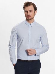 Calvin Klein Koszula K10K110856 Niebieski Slim Fit. Niebieskie koszule męskie Calvin Klein, m, bez wzorów, z bawełny, biznesowe, bez kołnierzyka, bez ramiączek. Za 249.99 zł.