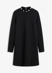 Sukienka mini. Czarne sukienki damskie bonprix, bez wzorów, eleganckie, bez kołnierzyka, bez ramiączek, mini. Za 139.99 zł.