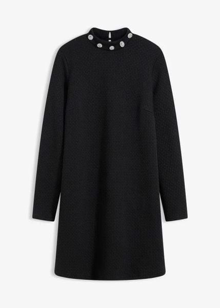 Sukienka mini. Czarne sukienki damskie bonprix, bez wzorów, eleganckie, bez kołnierzyka, bez ramiączek, mini. Za 139.99 zł.