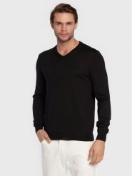 Boss Sweter Baram-L 50476363 Czarny Regular Fit. Czarne swetry męskie Boss, l, bez wzorów, z wełny, bez kołnierzyka, bez ramiączek. Za 459.99 zł.