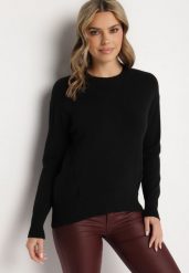 Czarny Sweter z Modalem i Wiskozą Ozdobiony Ściągaczami Heliti. Czarne swetry nierozpinane damskie Born2be, l, bez wzorów, z jeansu, eleganckie, bez kołnierzyka, bez ramiączek. Za 84.99 zł.