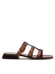 Gino Rossi Klapki MALI-112791 Brązowy. Brązowe klapki damskie Gino Rossi, bez wzorów, ze skóry, bez obcasa, bez zapięcia. Za 259.99 zł.