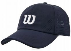 Czapka tenisowa Wilson Active Perforated Cap. Niebieskie czapki damskie Wilson, bez wzorów, z materiału, eleganckie. Za 184.00 zł.