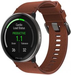 Polar Ignite 3 Titanium brązowy skórzany M/L. Brązowe zegarki sportowe Polar, bez wzorów, z polaru, na fitness i siłownię. Za 1,149.00 zł.