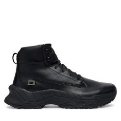 Trzewiki CAT Footwear. Czarne botki męskie CAT Footwear, bez wzorów, bez obcasa, bez zapięcia. Za 619.99 zł.