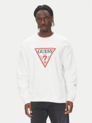 Guess Jeans Bluza M4YQ21 K9V31 Biały Oversize. Białe bluzy męskie Guess Jeans, l, z aplikacjami, z bawełny, bez ramiączek, bez kaptura. Za 209.99 zł.